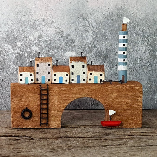 Lighthouse & Cottages on Bridge