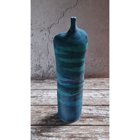 "Waves" Tall Stoneware Bottle